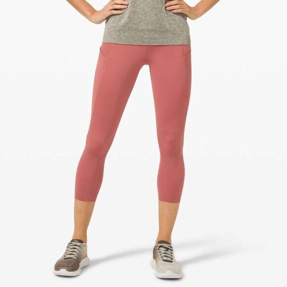 Lululemon Fast and Free High Rise Crop 21" Elite Leggings - Pink - Picture 1 of 11